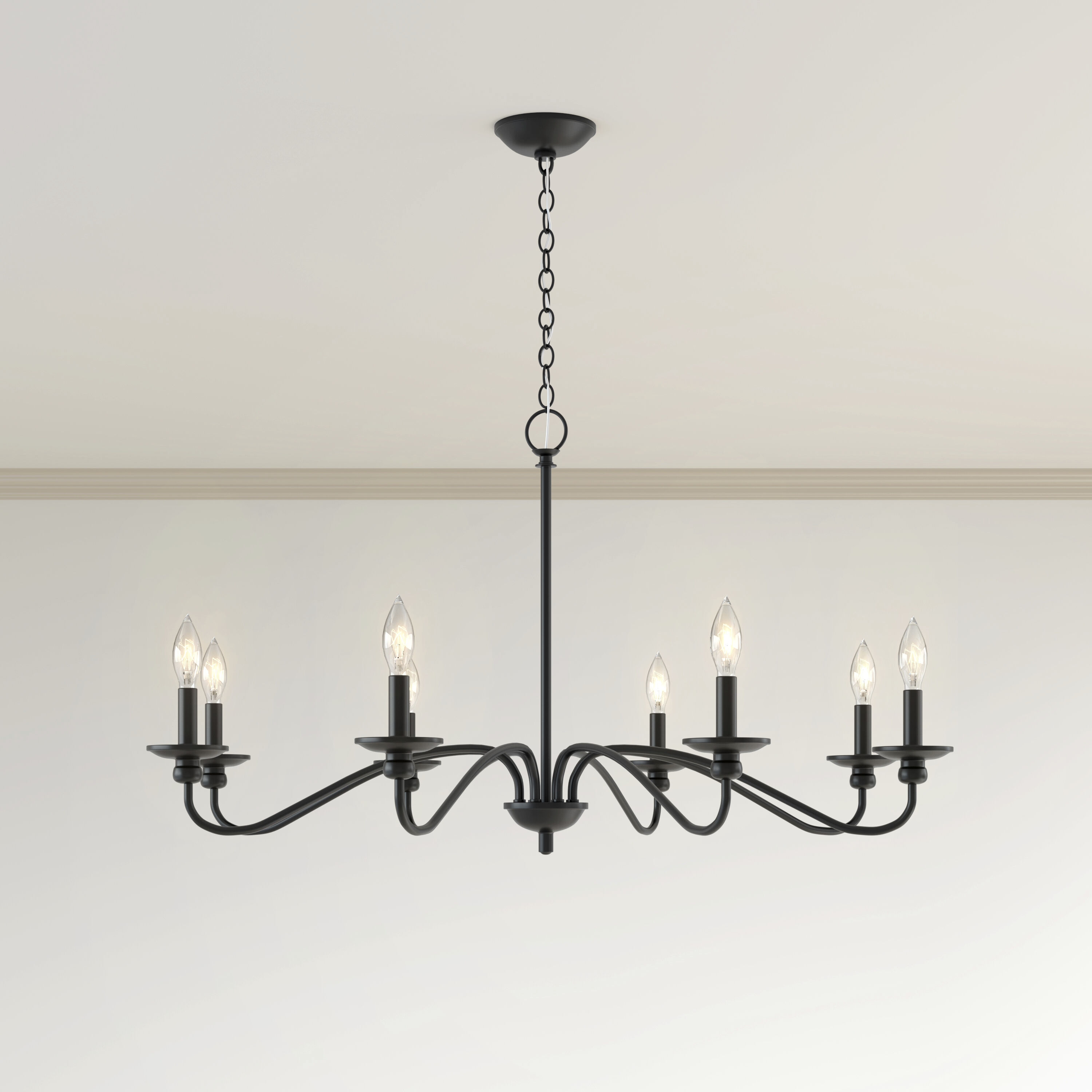 Delvona 8 Light 37.75 inch Matte Black Chandelier Ceiling Light